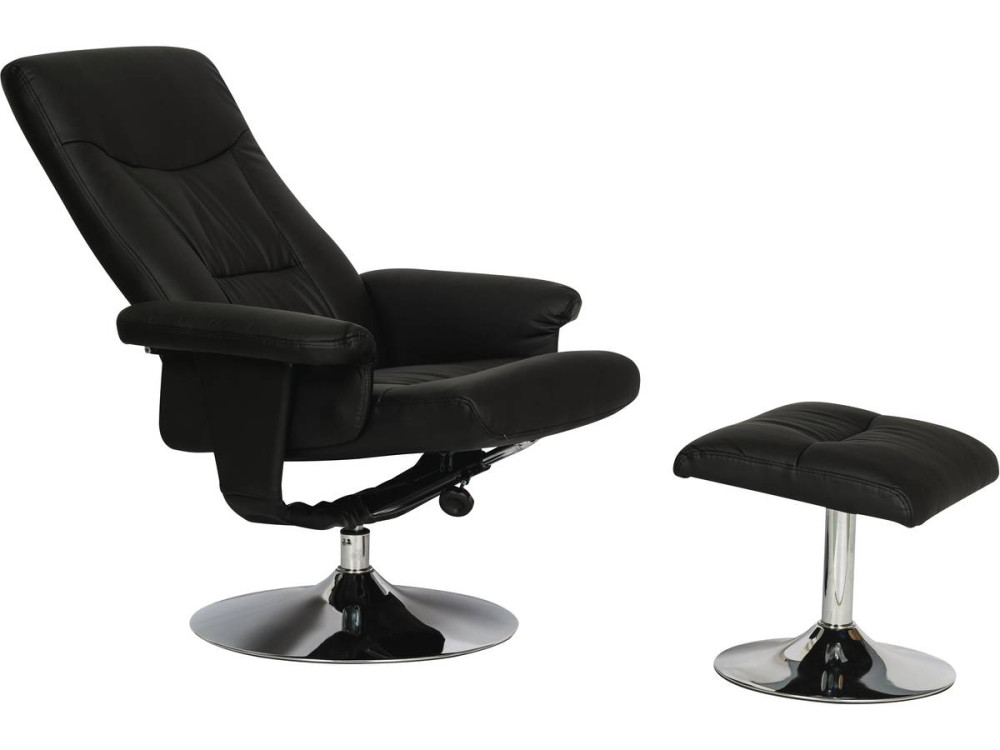 Fauteuil relax + repose-pieds "Louis" - 1 place - Noir
