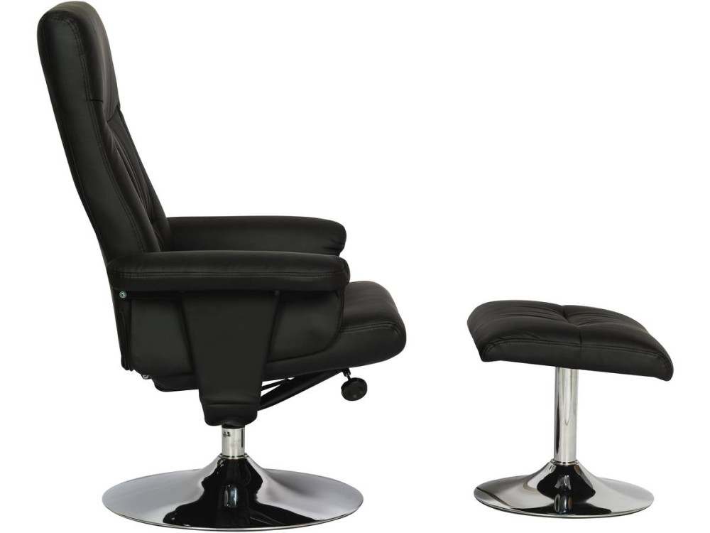 Fauteuil relax + repose-pieds "Louis" - 1 place - Noir