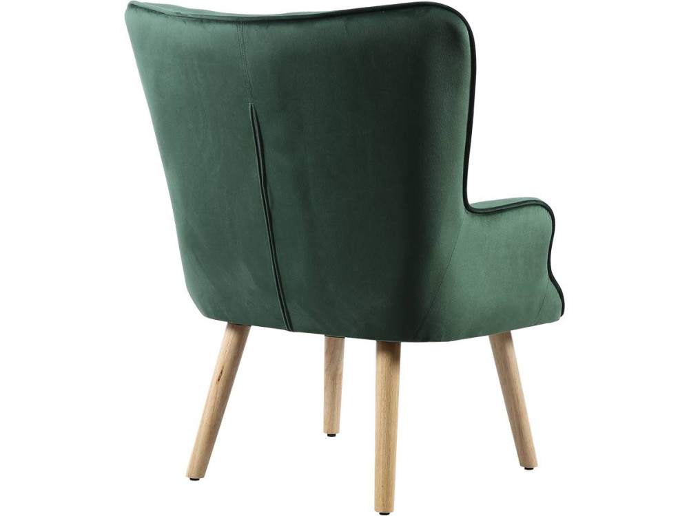 Fauteuil style scandinave velours "Odense" - 73 x 81 x 92.5 cm - 1 place - Vert