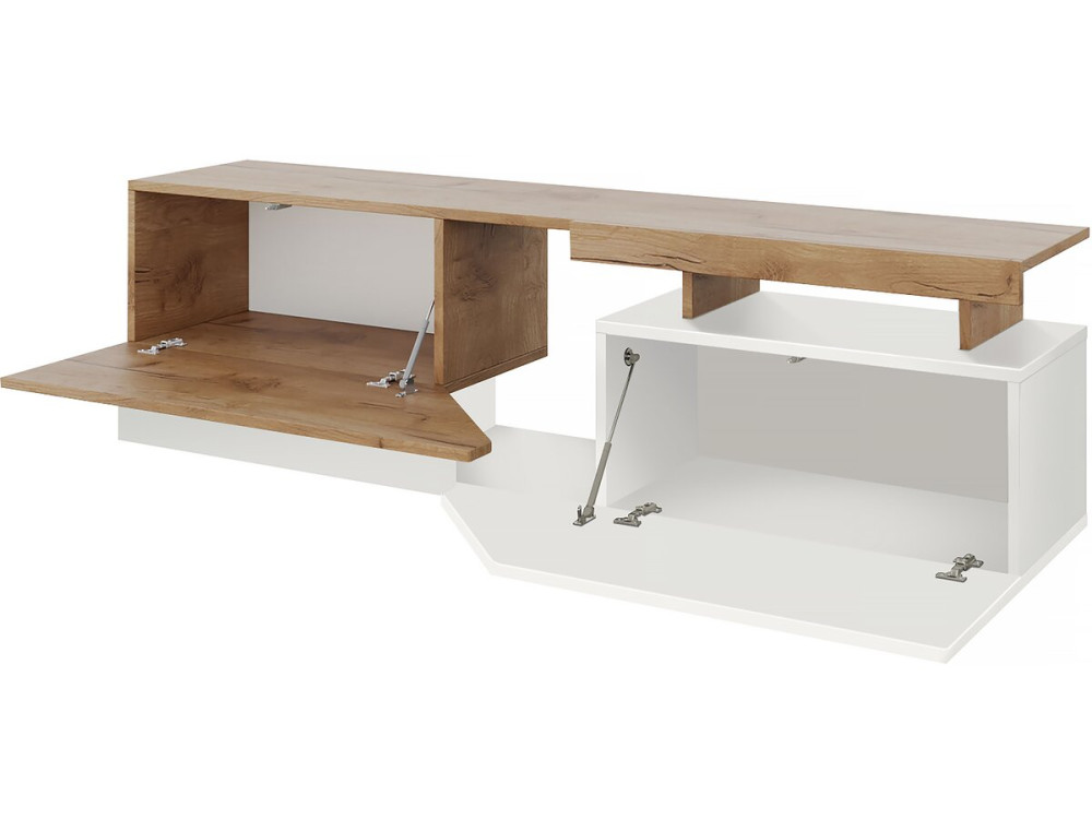 Ensemble de salon "Ceelias" - Buffet haut + table basse + meuble tv - Blanc/Marron
