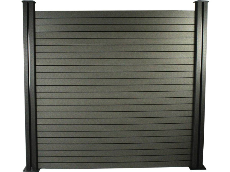 Kit Clôture 8 x 1.6m composite - Kit de fixation offert - Gris foncé