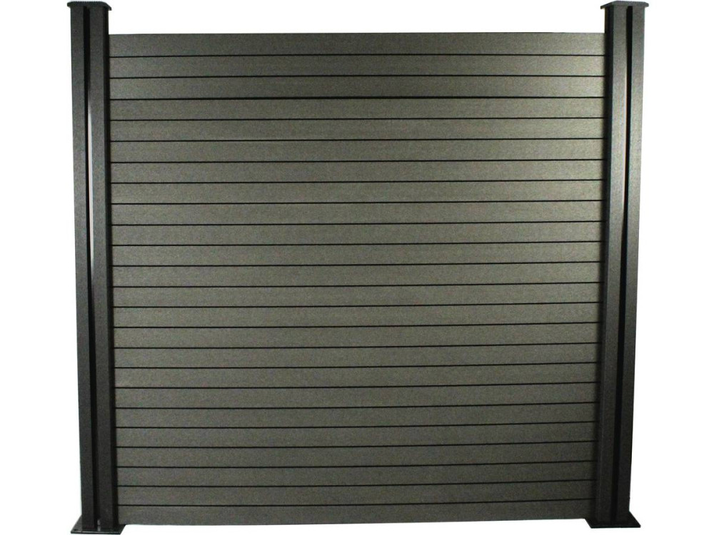 Kit Clôture 4.8 m x 1.2 m composite - Kit de fixation offert - Gris foncé