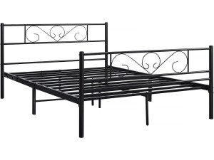 Lit en métal "Elodie" - 140 x 190 cm - Noir