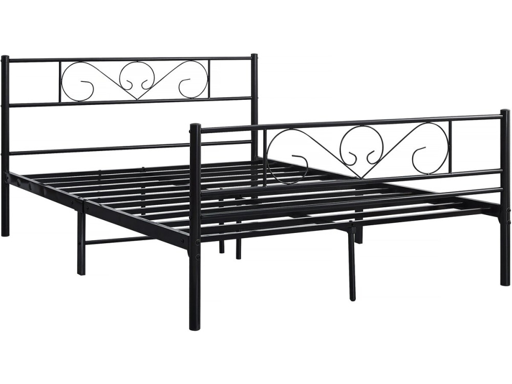Lit en métal "Elodie" - 140 x 190 cm - Noir