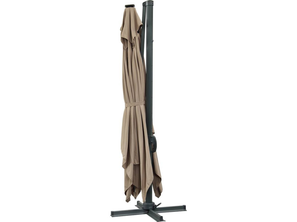 Parasol jardin déporté led alu "Sun 3 Luxe" 3 x 3 m - Taupe