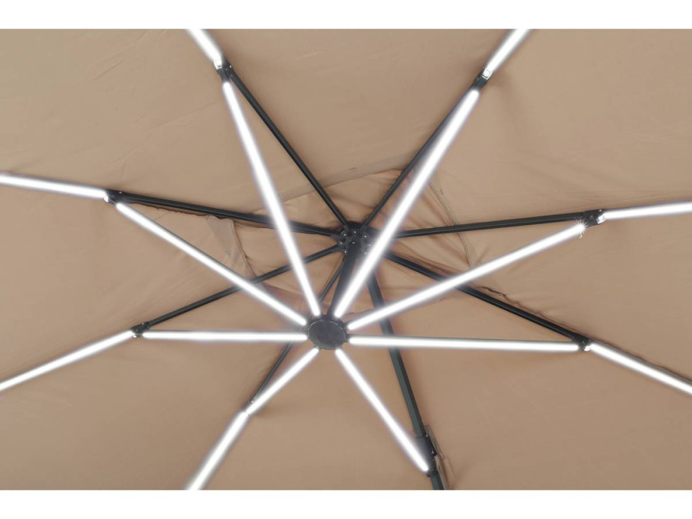 Parasol jardin déporté led alu "Sun 3 Luxe" 3 x 3 m - Taupe