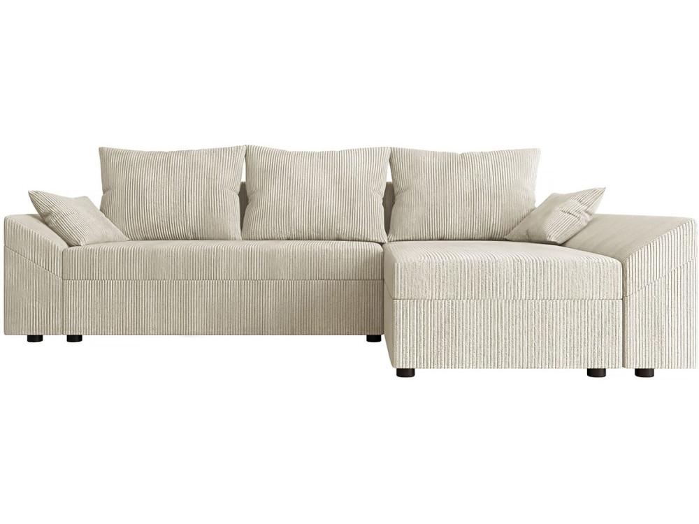 Canapé d'angle convertible avec coffre "Vaugirard 2 " en velours côtelé - 3 places - Beige
