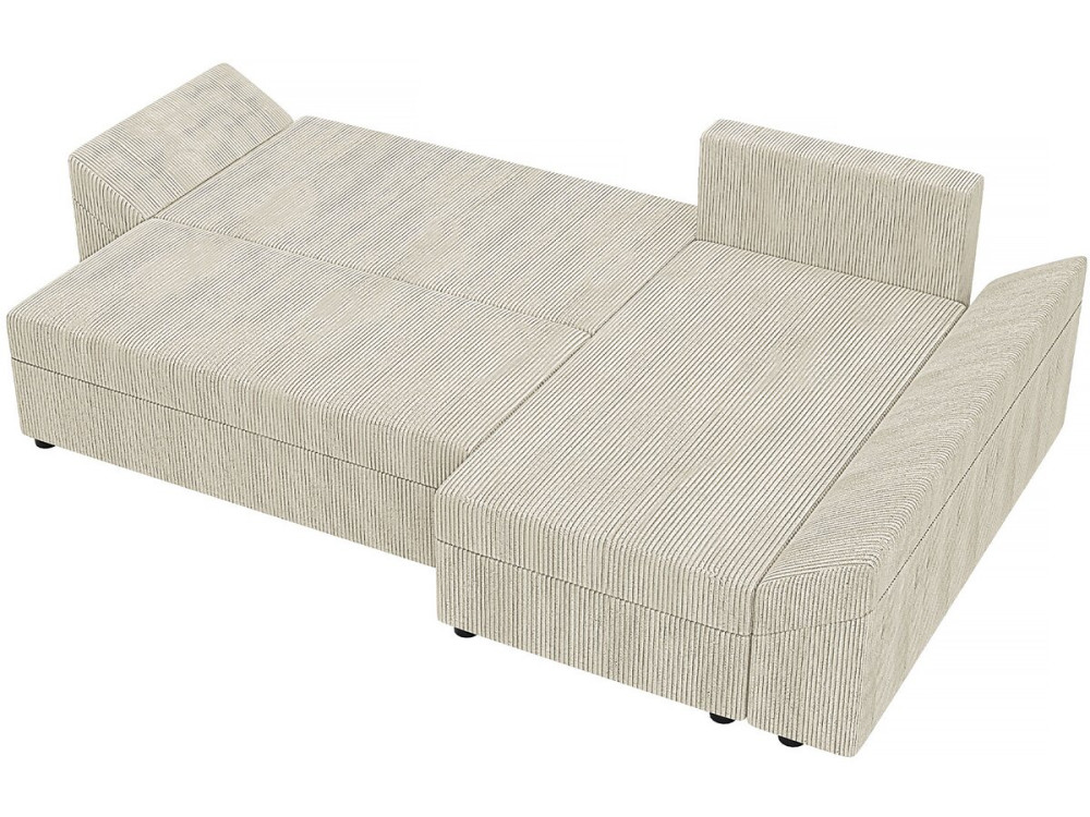Canapé d'angle convertible avec coffre "Vaugirard 2 " en velours côtelé - 3 places - Beige