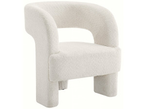 Fauteuil 3 pieds design bouclette "Madison" - Blanc