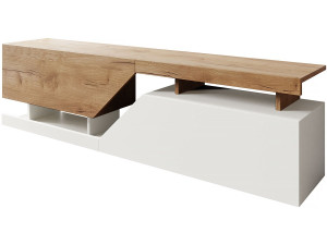 Meuble TV "Ceelias" - 160 x 46 x 35 cm - Blanc/Marron