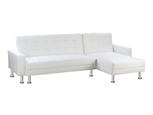 Canapé d'angle convertible et réversible "Theo" - 258 x 82/147 x 82 cm - 4 places - Blanc