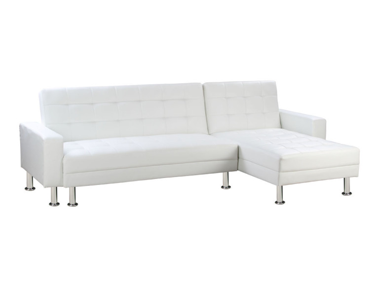 Canapé d'angle convertible et réversible "Theo" - 258 x 82/147 x 82 cm - 4 places - Blanc