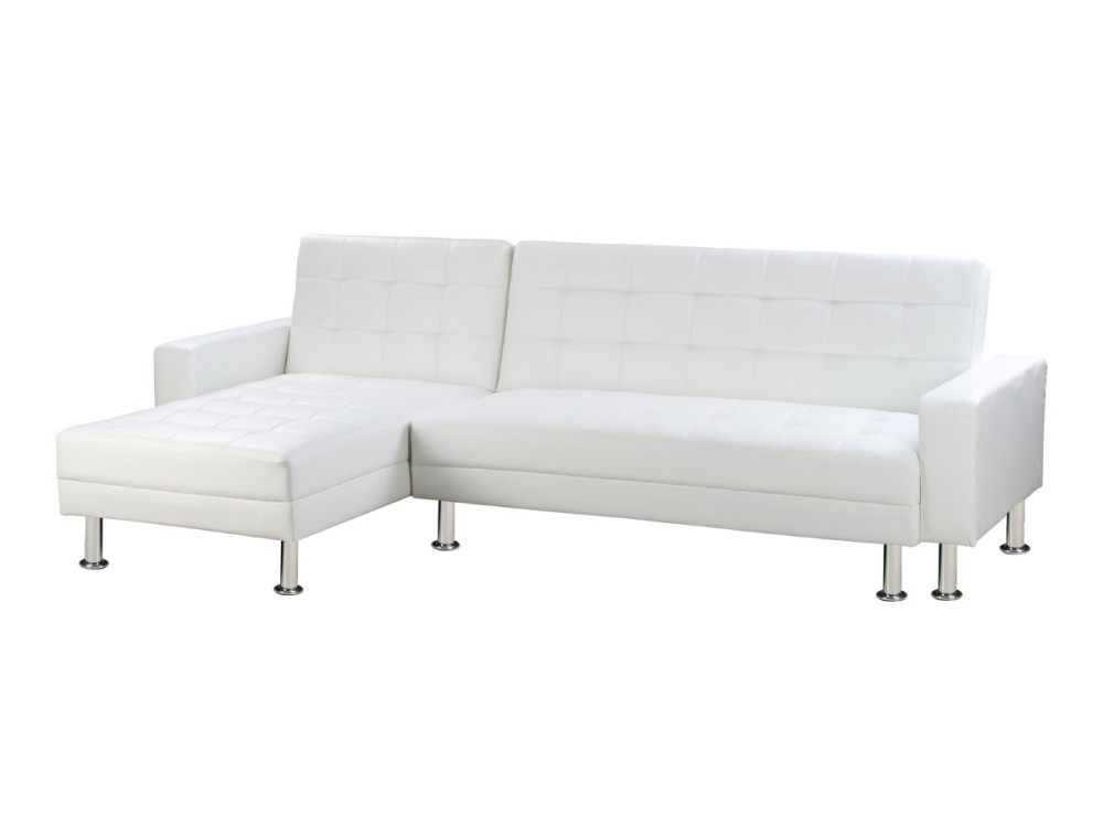 Canapé d'angle convertible et réversible "Theo" - 258 x 82/147 x 82 cm - 4 places - Blanc