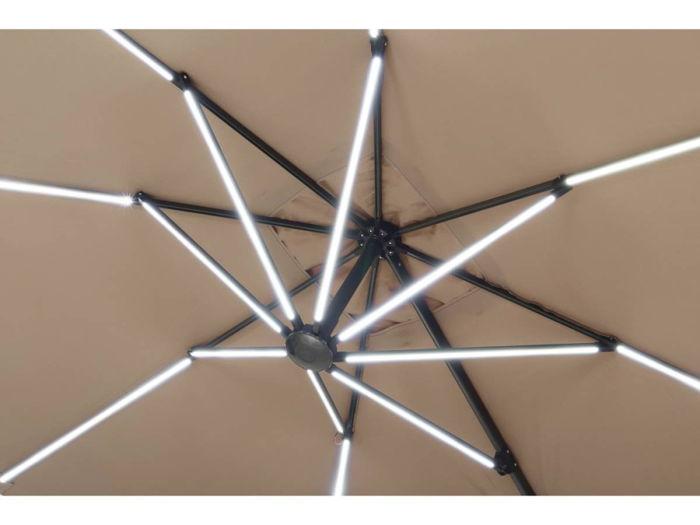 Parasol jardin déporté avec LED "Sun 4 Luxe" - 3 x 4 m - Taupe