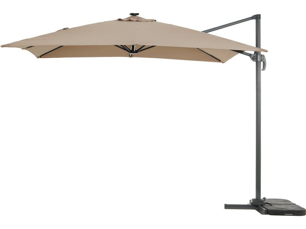 Parasol jardin déporté avec LED "Sun 4 Luxe" - 3 x 4 m - Taupe