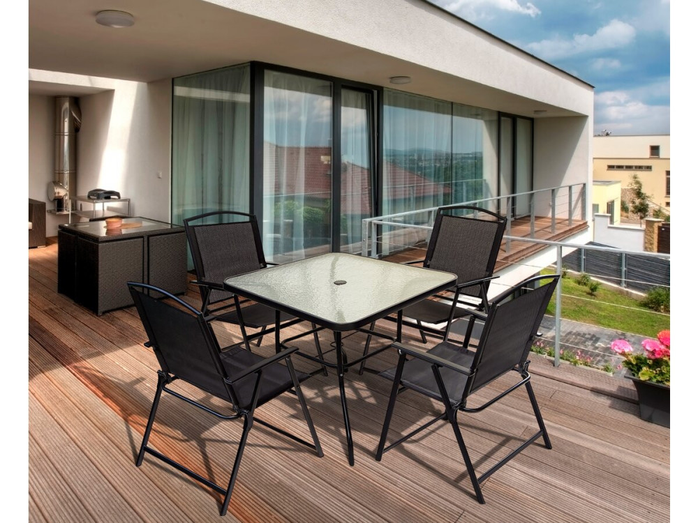 Salon de jardin repas en métal "Maude" - 4 places -  Noir