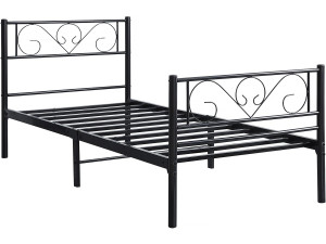 Lit en métal "Elodie" - 90 x 190 cm - Noir