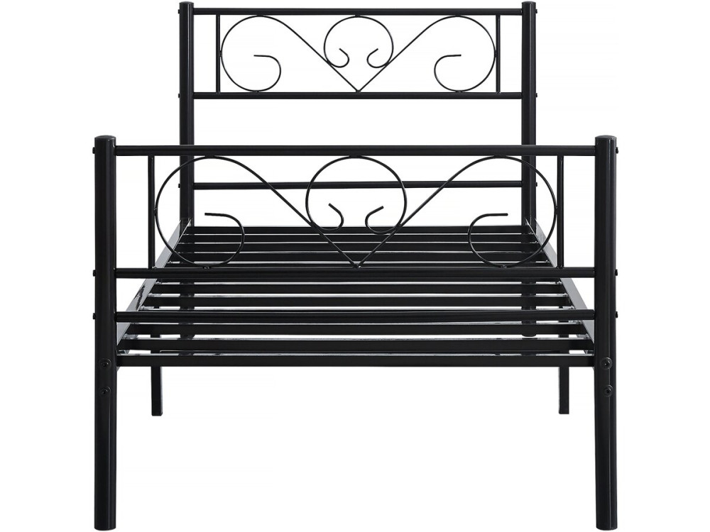 Lit en métal "Elodie" - 90 x 190 cm - Noir