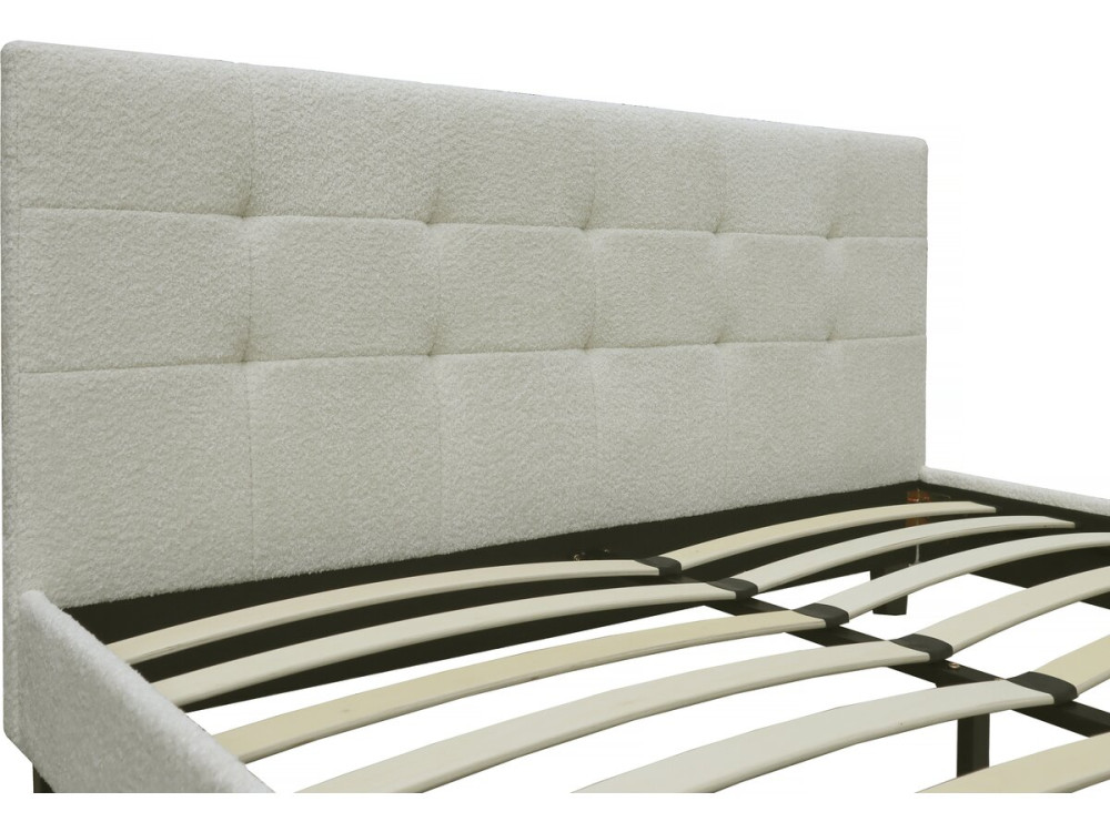 Lit tissu bouclette "Julia" 140x190cm - Crème