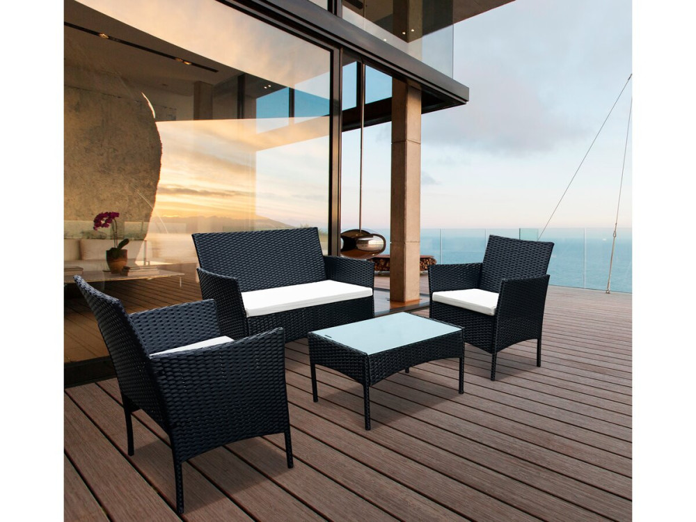 Salon de jardin bas résine "Toronto" 4 places - Noir