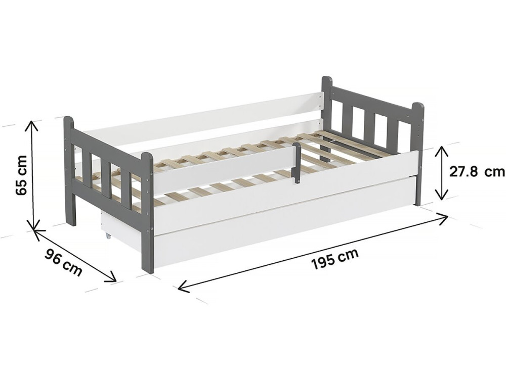 Lit gigogne pour enfant "Adria" - 90 x 190 cm - Blanc