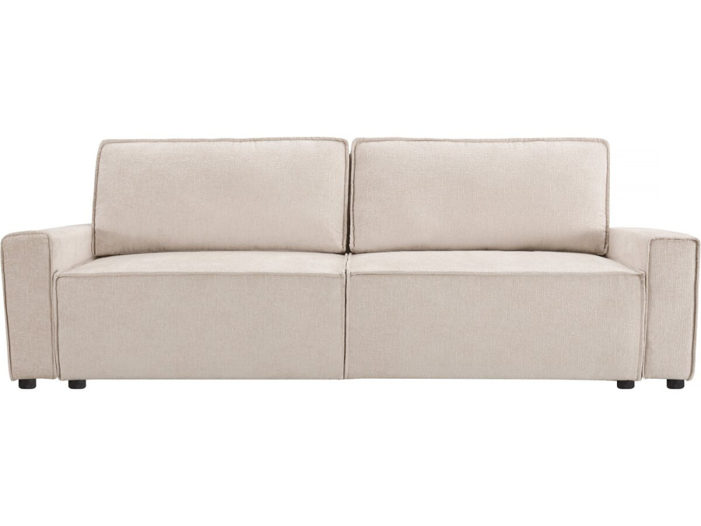 Canapé droit convertible en tissu chenille "Montaigne" - 3 places -  Beige