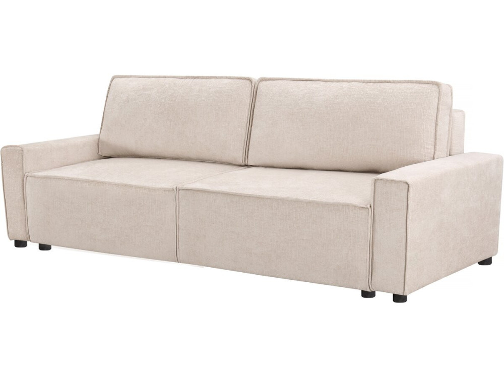 Canapé droit convertible en tissu chenille "Montaigne" - 3 places -  Beige