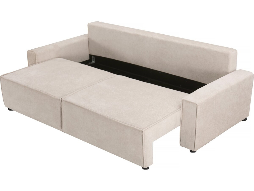 Canapé droit convertible en tissu chenille "Montaigne" - 3 places -  Beige