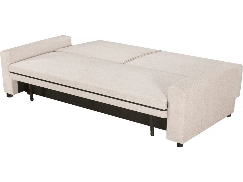 Canapé droit convertible en tissu chenille "Montaigne" - 3 places -  Beige