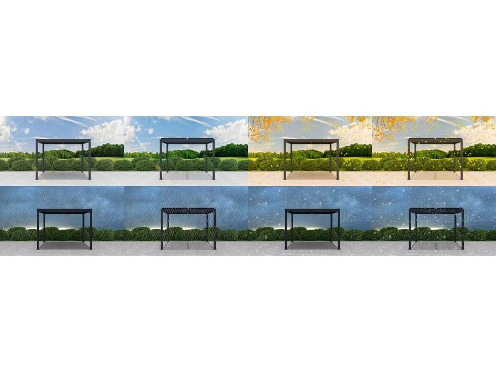 Pergola bioclimatique avec led en aluminium "Windsor premium" 3 x 3 - Gris