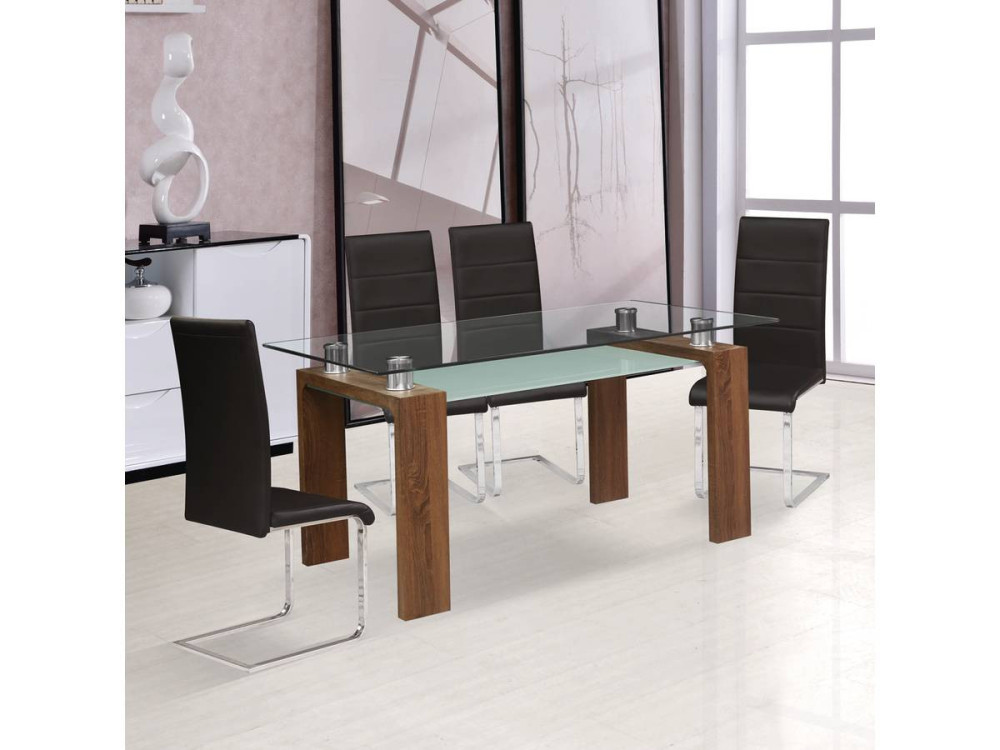 Table repas "Eva" - 150 x 80 x 75 cm - Marron