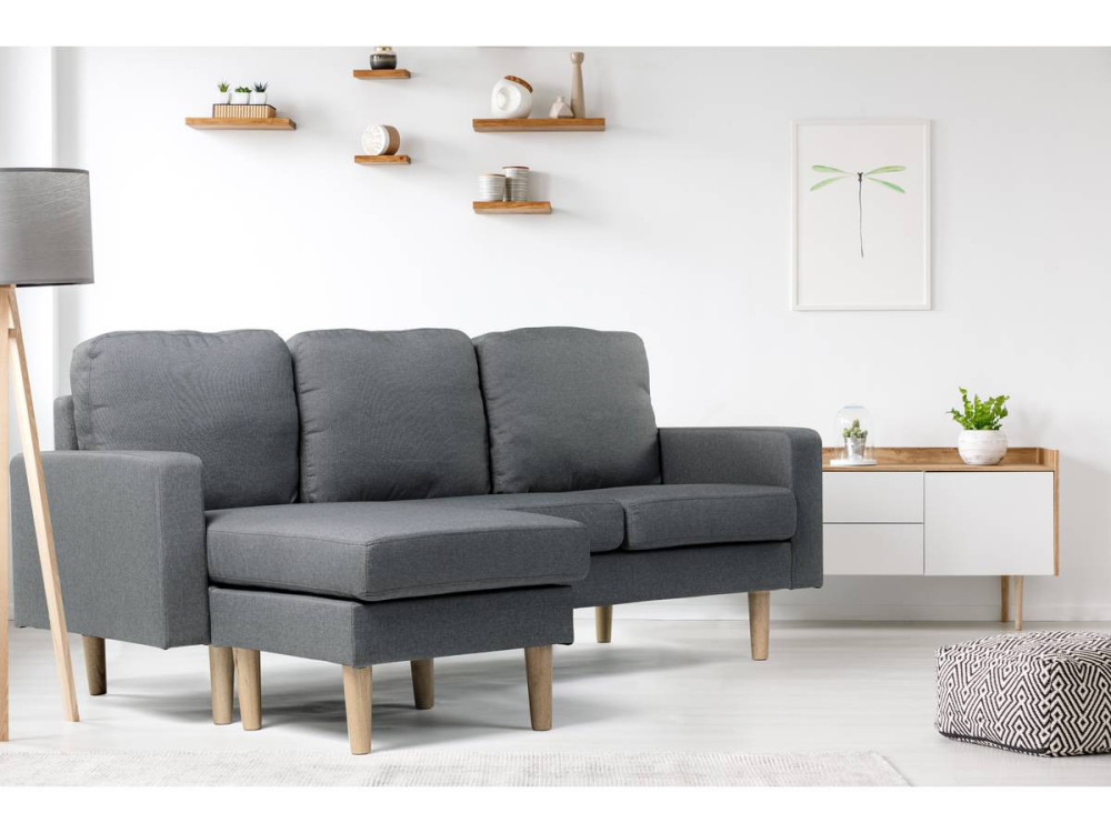 Canapé d'angle réversible en tissu "Gabby" - 3 places - Gris