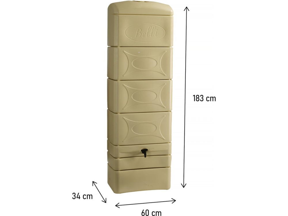Récupérateur d'eau mural  300 L avec kit raccord créneau "Malang"  - Beige