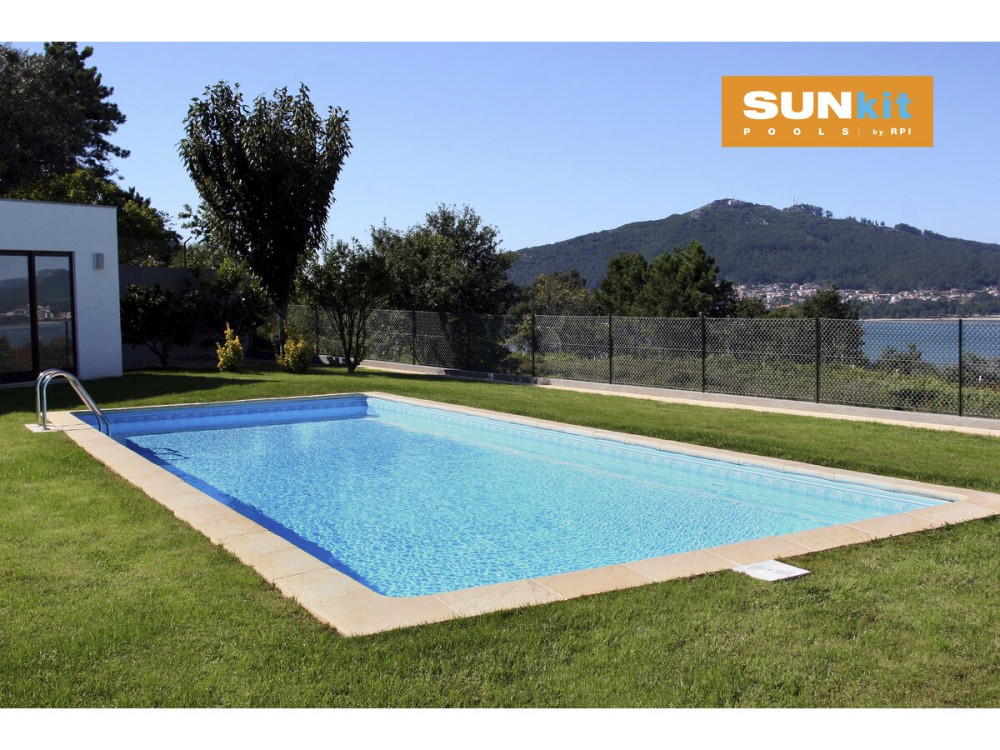Piscine acier enterrée rectangle fond plat "Sunkit" - 7.00 x 3.50 x 1.40 m + Projecteur LED 12 V