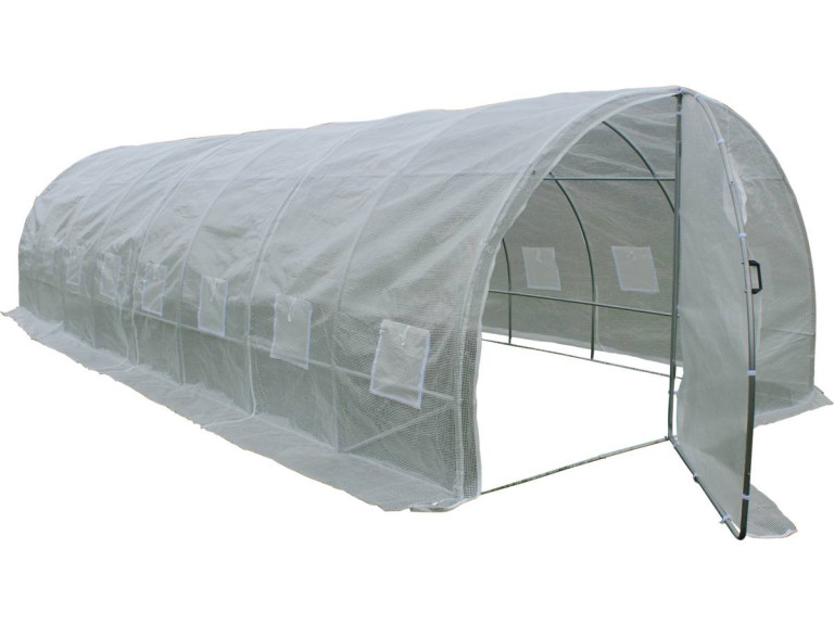 Serre tunnel de jardin avec porte "Mimosa" - 180 g/m² - 24 m² - 8 x 3 x 2 m
