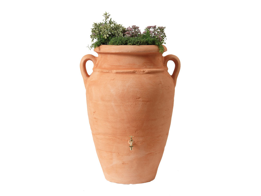 Kit Amphore Antik - Bac à plantes + collecteur + robinet - 250 L Terracotta