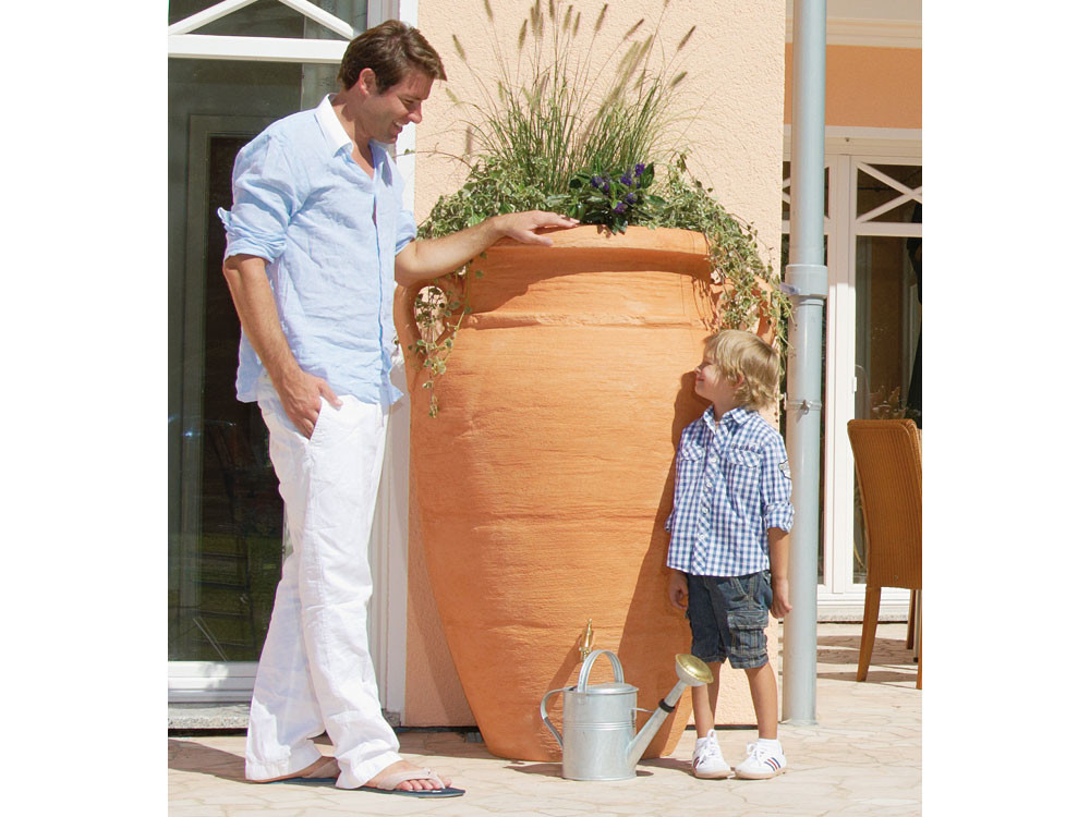 Kit Amphore Antik - Bac à plantes + collecteur + robinet - 600 L Terracotta