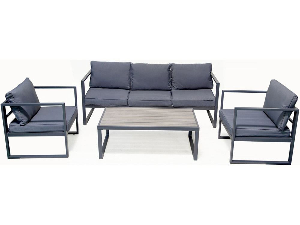 Salon de jardin en aluminium "Adela" - 5 places - Gris