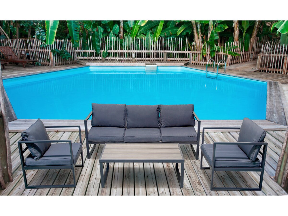 Salon de jardin en aluminium "Adela" - 5 places - Gris