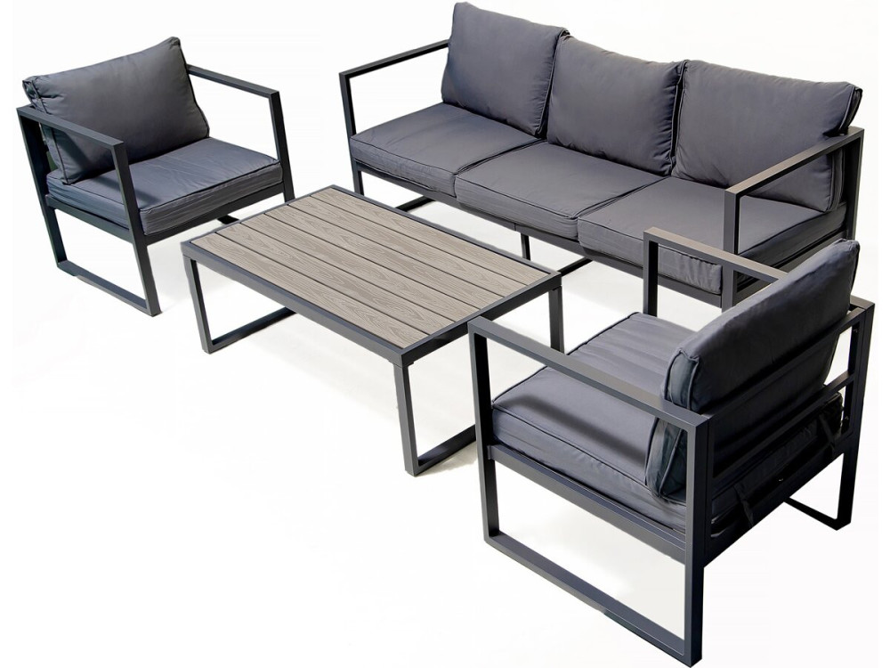 Salon de jardin en aluminium "Adela" - 5 places - Gris