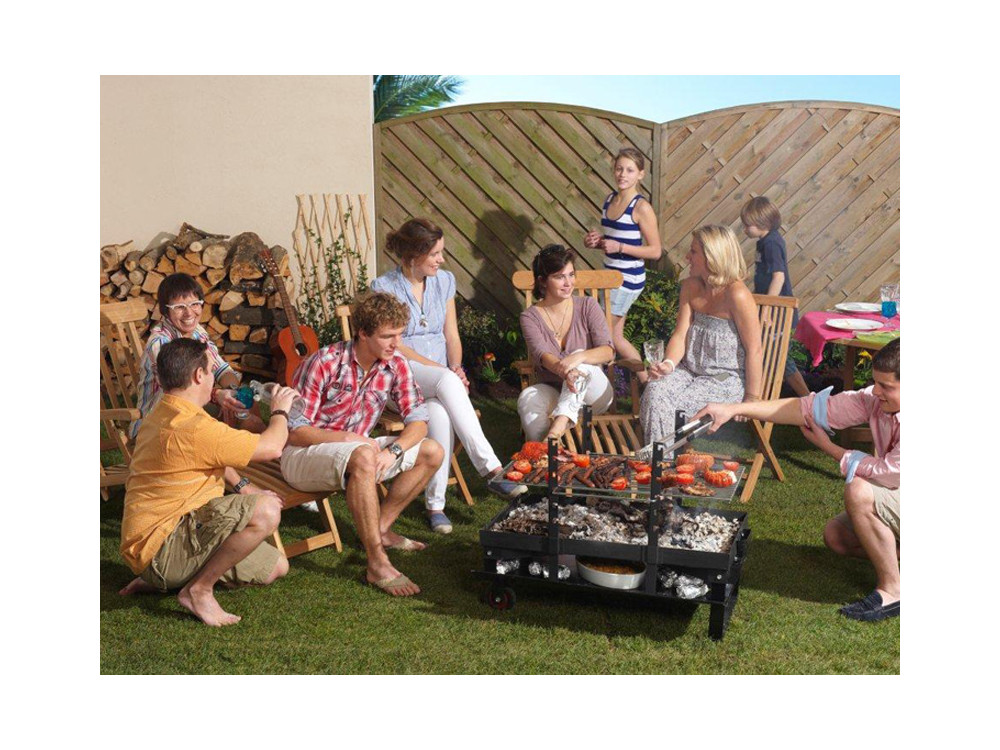 Barbecue bois "Feu roulant junior Classic" - grille rectangle 57.5 x 39.5 cm