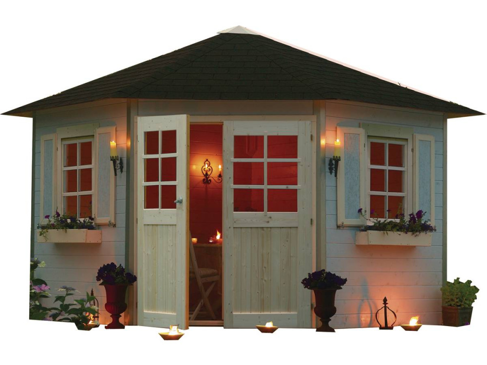 Abri jardin pentagone "Nancy" - 7.88 m² - 4.24 x 3 x 2.82 m - 28 mm