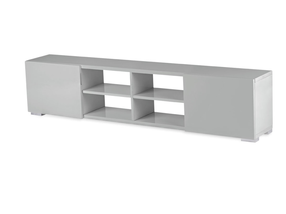 Meuble TV "Alicia" - 185 x 30 x 42,5 cm - Gris laqué