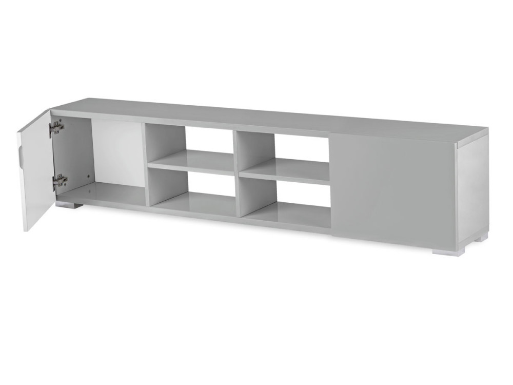Meuble TV "Alicia" - 185 x 30 x 42,5 cm - Gris laqué
