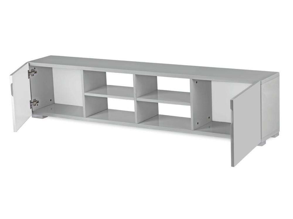 Meuble TV "Alicia" - 185 x 30 x 42,5 cm - Gris laqué