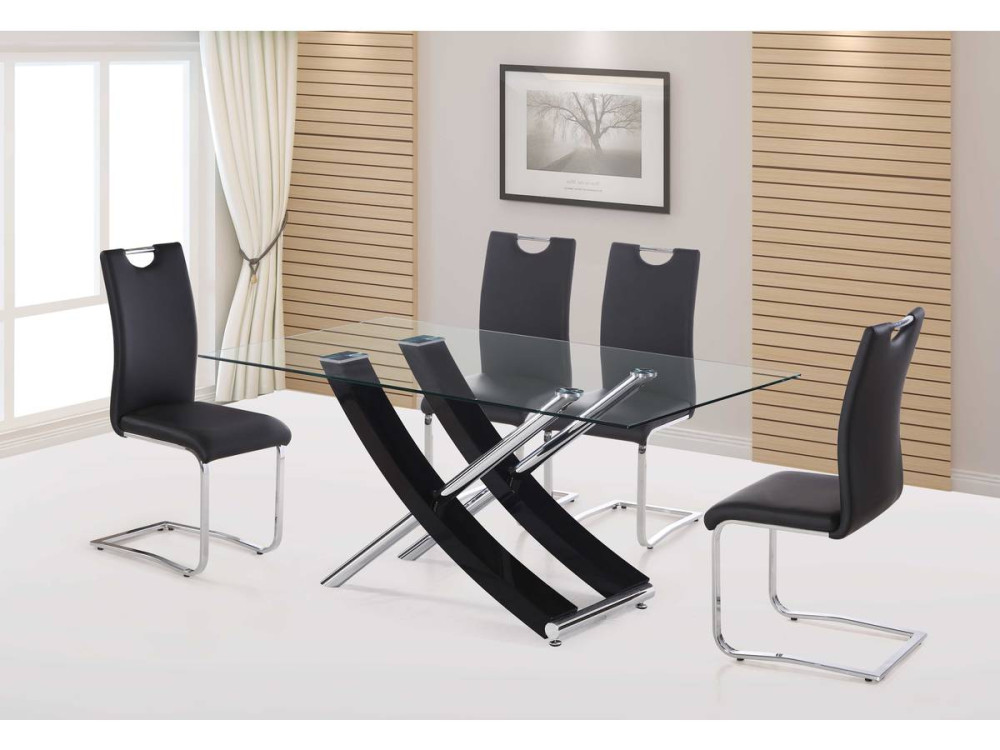 Table repas "Diva" - 160 x 90 x 76 cm - Noir laqué