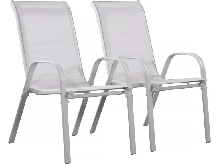 Fauteuil jardin Textilène "Cordoba" - Phoenix - Gris clair - Lot de 2