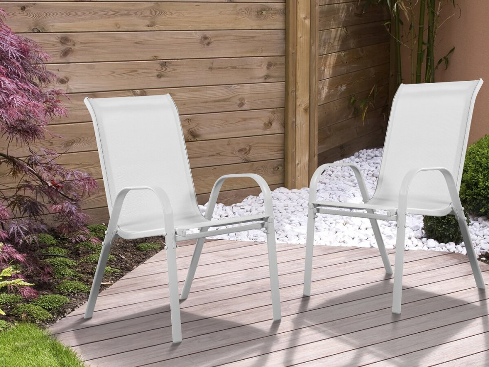 Fauteuil jardin Textilène "Cordoba" - Phoenix - Gris clair - Lot de 2