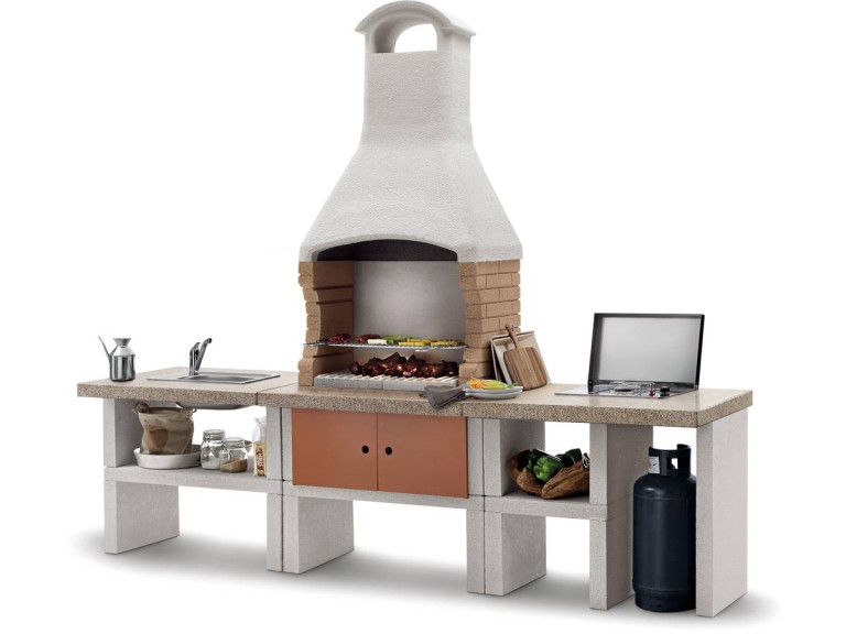 Cuisine d'extérieur Palazzetti "Ariel" - 270 x 70 x 237 (H) cm