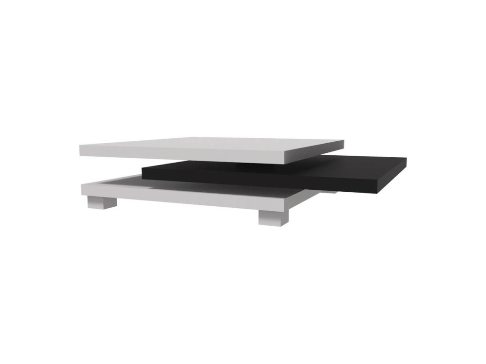 Table basse "Elena" - 80 x 80 x 32 cm - Blanc / Noir
